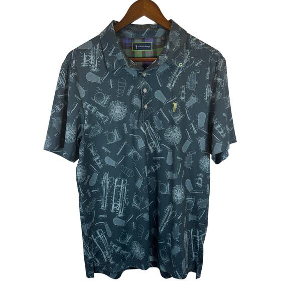 William Murray Men’s M Golf Polo Shirt Blue Golf Club Print Stretch Performance - Picture 2 of 11